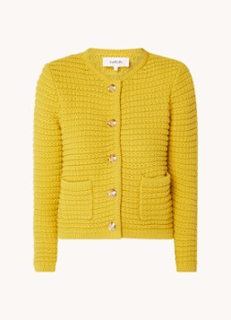 Ba&sh Dames Gaspard grofgebreid vest met opgestikte zakken en schoudervulling in de kleur Geel