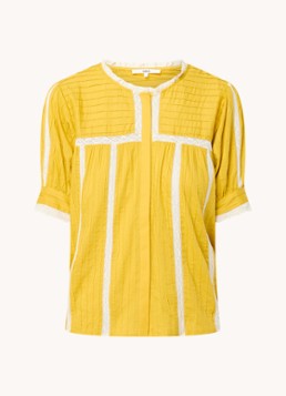 Ba&sh Dames Poeme blouse met details van kant in de kleur Mosterd