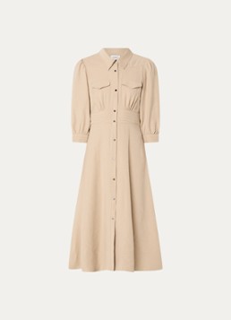 Ba&sh Dames Lettra midi jurk met borstzakken in de kleur Beige