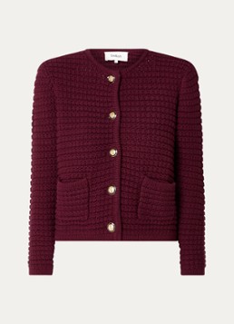 Ba&sh Dames Gaspard grofgebreid vest met opgestikte zakken in de kleur Cranberryrood