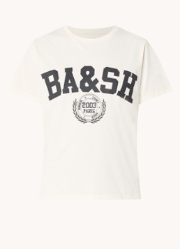 Ba&sh Dames T-shirt met logoprint in de kleur Gebroken wit