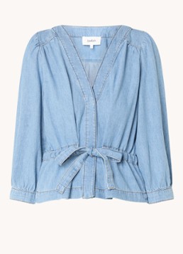Ba&sh Dames Lavina tuniek van chambray met strikceintuur in de kleur Lichtblauw