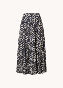 Ba&sh Dames Alexa midi rok met print in de kleur Donkerblauw