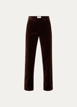 Ba&sh Dames Babilon mid waist straight fit pantalon van fluweel met steekzakken in de kleur Chocoladebruin