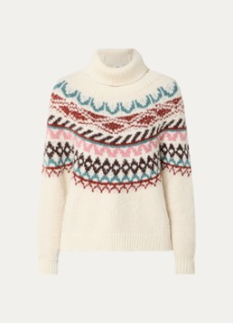 Ba&sh Dames Iceberg grofgebreide trui in alpaca wolblend met col in de kleur Gebroken wit
