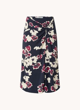 Ba&sh Dames Meona midi rok met bloemenprint en split in de kleur Donkerblauw