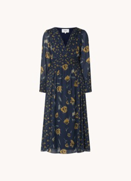 Ba&sh Dames Finaya midi tuniekjurk met bloemenprint in de kleur Donkerblauw