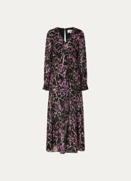 Ba&sh Dames Desir maxi tuniekjurk in zijdeblend met print en lurex in de kleur Zwart
