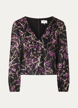 Ba&sh Dames Divine top in zijdeblend met print en lurex in de kleur Zwart