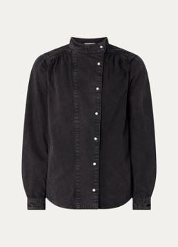 Ba&sh Dames Bilena blouse van chambray met opstaande kraag in de kleur Zwart