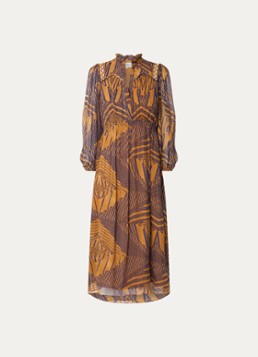 Ba&sh Dames Antal midi tuniek jurk met V-hals en print in de kleur Cognac