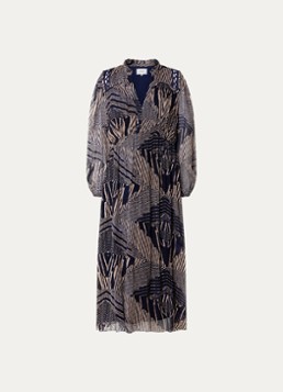 Ba&sh Dames Antal midi tuniek jurk met V-hals en print in de kleur Donkerblauw