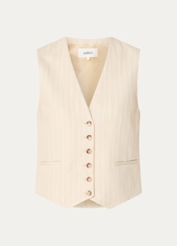 Ba&sh Dames Patsy gilet in linnenblend met streepprint in de kleur Beige