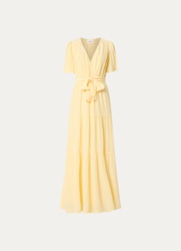 Ba&sh Dames Natalia maxi jurk met strikceintuur in de kleur Geel
