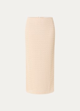 Ba&sh Dames Prettie grofgebreide semi-transparante maxi rok met split in de kleur Creme