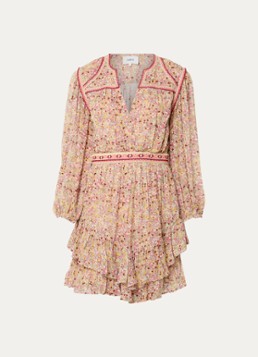 Ba&sh Dames Loly semi-transparante mini tuniekjurk met bloemenprint in de kleur Roze
