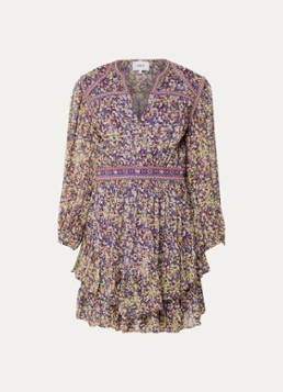 Ba&sh Dames Loly semi-transparante mini tuniekjurk met bloemenprint in de kleur Paars