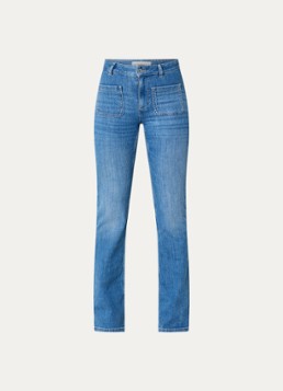 Ba&sh Dames Ross high waist slim fit jeans met medium wassing in de kleur Indigo
