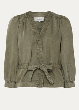 Ba&sh Dames Olavina top met strikceintuur in de kleur Olijfgroen