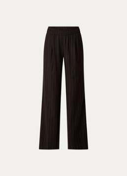 Ba&sh Dames Handrew mid waist straight fit broek in wolblend met krijtstreep in de kleur Donkerbruin