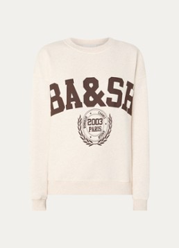 Ba&sh Dames Fenja sweater met logoprint en gemêleerd dessin in de kleur Creme