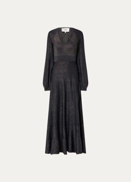 Ba&sh Dames Jenna fijngebreide maxi jurk in wolblend met lurex in de kleur Zwart