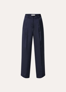 Ba&sh Dames High waist wide fit pantalon van satijn met steekzakken in de kleur Donkerblauw