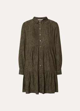 Ba&sh Dames Rosyna mini blousejurk met slangenprint in de kleur Khaki
