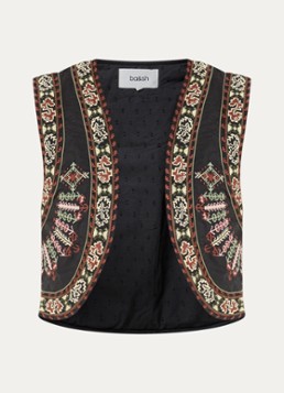 Ba&sh Dames Fosca gilet in linnenblend met borduring in de kleur Antraciet
