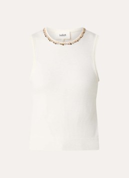 Ba&sh Dames Bamma fijngebreide top van wol met strass in de kleur Gebroken wit