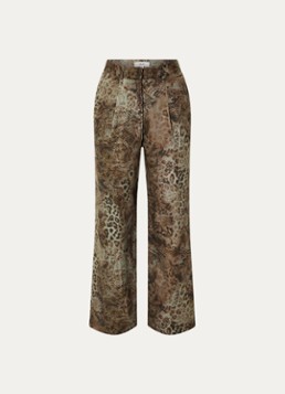 Ba&sh Dames Carrina high waist wide fit pantalon van satijn met print in de kleur Bruin