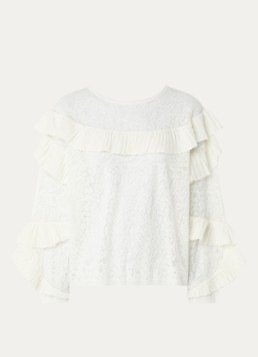 Ba&sh Dames Lucas semi-transparante fijngebreide top in alpaca wolblend in de kleur Gebroken wit