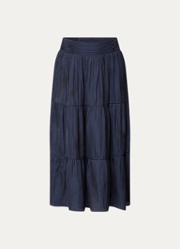 Ba&sh Dames Camyla midi rok van satijn in de kleur Zwart