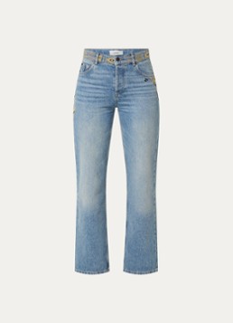 Ba&sh Dames Rizie high waist straight leg jeans met lichte wassing en borduring in de kleur Indigo