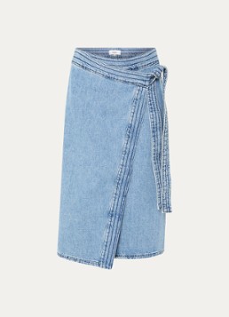 Ba&sh Dames Timy midi spijkerrok met overslag in de kleur Lichtblauw
