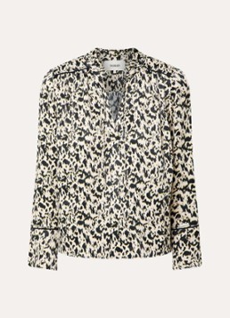 Ba&sh Dames Pia tuniek met print en strikkraag in de kleur Gebroken wit