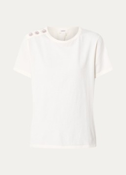 Ba&sh Dames Elmer T-shirt met sierknopen in de kleur Gebroken wit