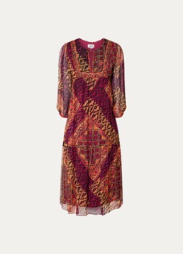 Ba&sh Dames Oria midi tuniekjurk met grafische print in de kleur Rood