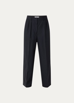 Ba&sh Dames Nani high waist straight fit pantalon van wol met persplooi in de kleur Donkerblauw
