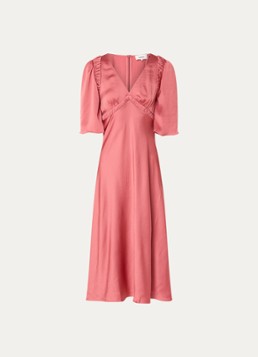 Ba&sh Dames Charlotte midi jurk met V-hals in de kleur Roze