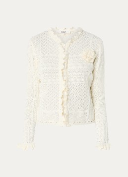 Ba&sh Dames Soria grofgebreid vest met broderie in de kleur Gebroken wit