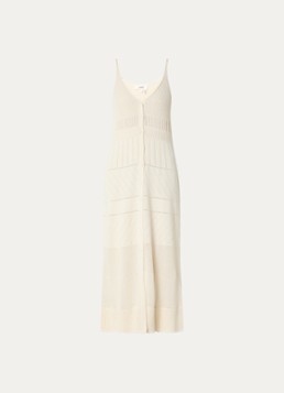 Ba&sh Dames Joelle ribgebreide midi jurk met V-hals in de kleur Beige