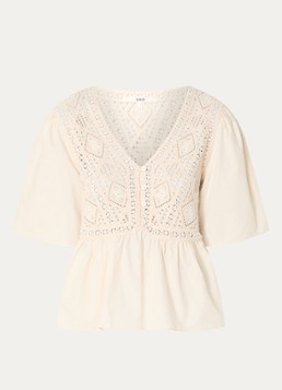 Ba&sh Dames Salvi tuniek met crochet en vlindermouw in de kleur Gebroken wit