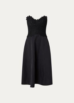 Ba&sh Dames Praina midi A-lijn jurk met details van crochet in de kleur Zwart
