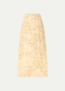 Ba&sh Dames Nattalina high waist midi rok met print in de kleur Vanillegeel