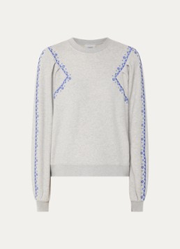 Ba&sh Dames Mesta sweater met borduring en ballonmouw in de kleur Grijsmele