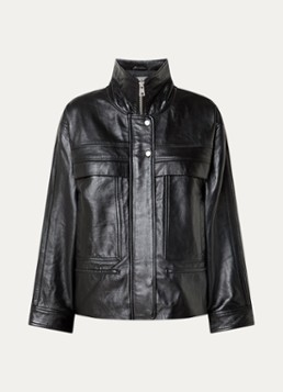 Ba&sh Dames Kassia jacket van lamsleer met steekzakken in de kleur Zwart