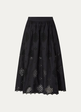 Ba&sh Dames Mona midi rok met broderie in de kleur Zwart