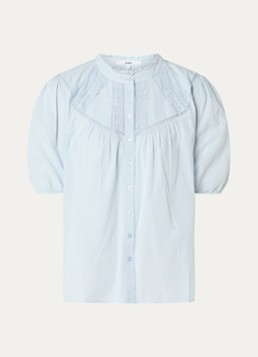 Ba&sh Dames Nella blouse met broderie en pofmouw in de kleur Lichtblauw
