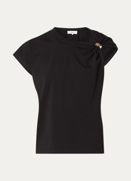 Ba&sh Dames Allia T-shirt met asymmetrische hals in de kleur Zwart